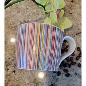 Starbucks 2008 Multi Color Rainbow Stripe 13 oz Ceramic Coffee Mug